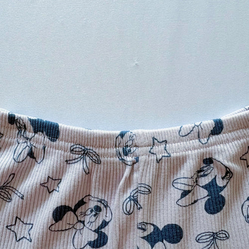Close-up of the elastic waistband on the Bow & Bloom Ribbed Cotton Shorts.