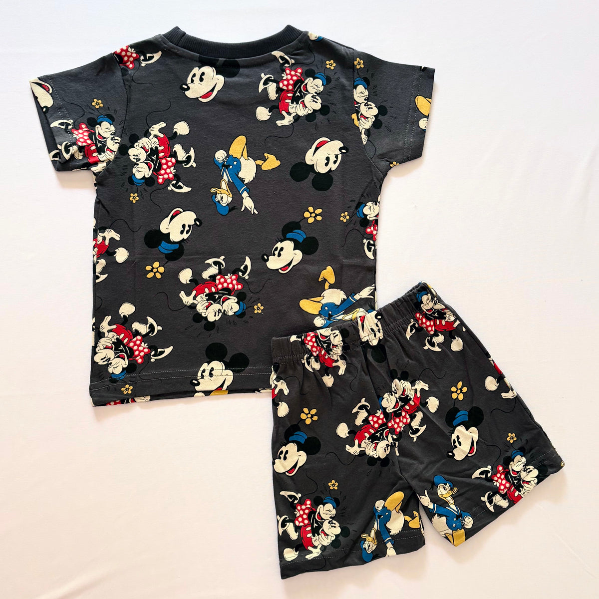 Cartoon Carnival Cotton Co-ord Set for kids in Black with cartoon characters print - Back View 