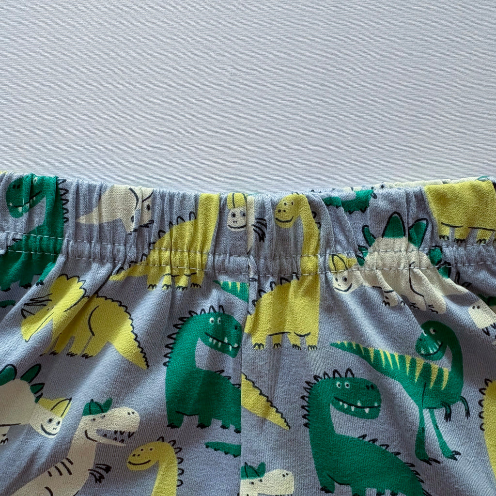 Close-up of the elastic waistband on the Dino Delight Cotton Shorts.