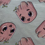 Close-up of the cute tree character print on the Forest Buddy Cotton Co-ord Set.