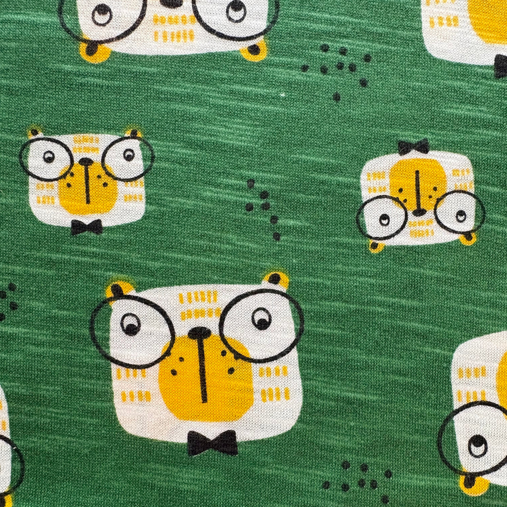 Close-up of the animal character print on the Little Genius Cotton Co-ord Set.