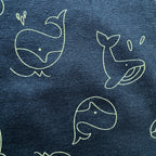 Close-up of the Whale print on the Ocean Whispers Cotton Co-ord Set.