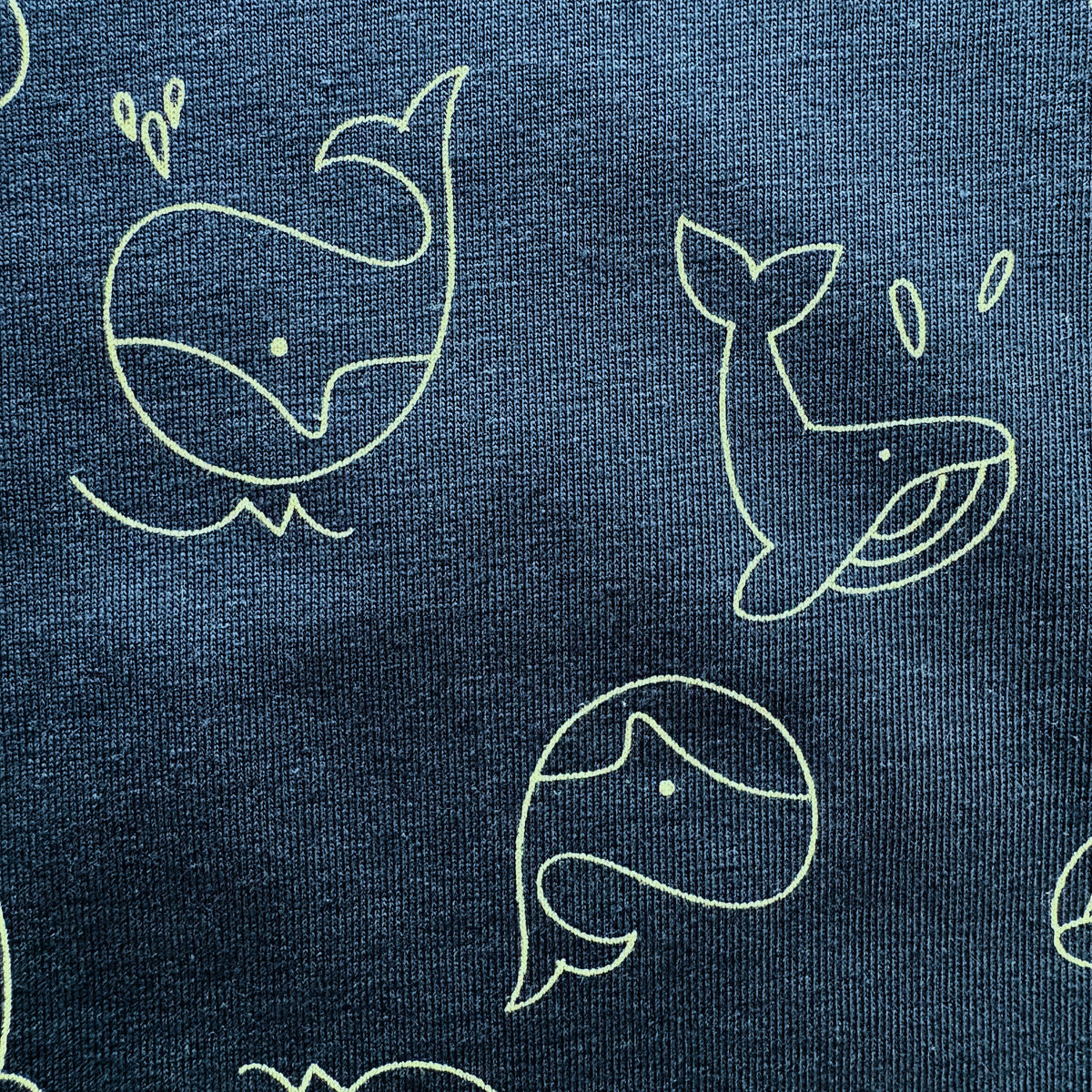Close-up of the Whale print on the Ocean Whispers Cotton Co-ord Set.