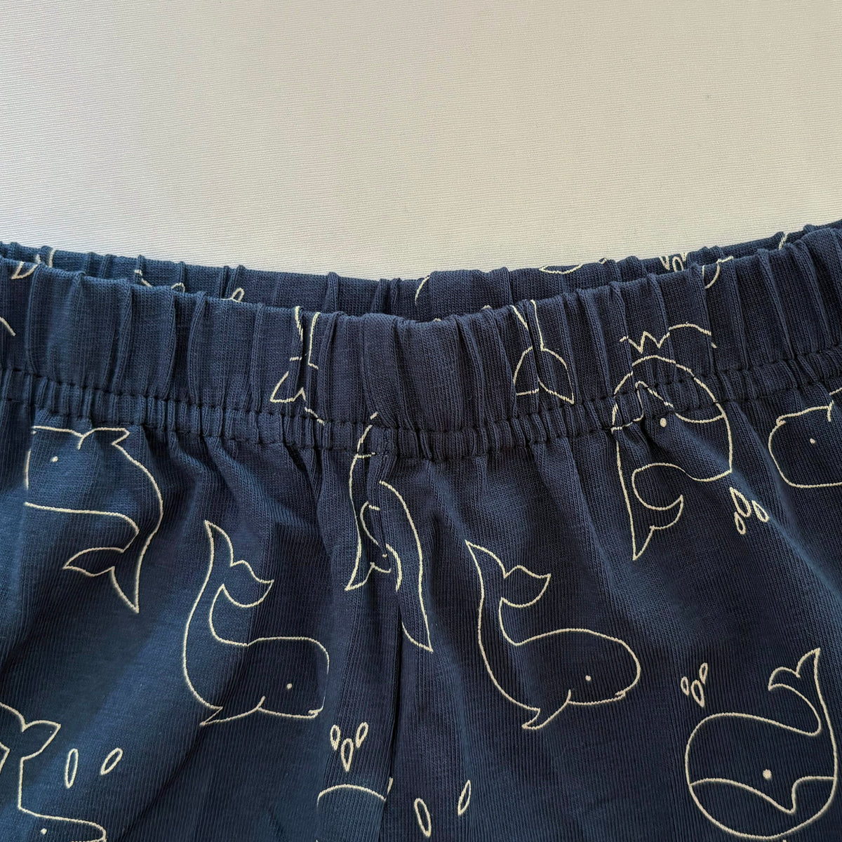 Close-up of the elastic waistband on the Ocean Whispers Cotton Shorts.