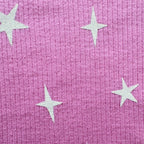 Close-up of the white star print on the Twinkle Tales Ribbed Cotton Co-ord Set.