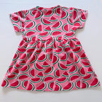 Watermelon Splash Cotton Frock for Girls in Pink with Watermelon Print - Back View