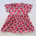 Watermelon Splash Cotton Frock for Girls in Pink with Watermelon Print - Front View