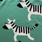 Close-up of the Zebra print on the Zippy Zebra Cotton Co-ord Set.